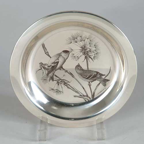 Appraisal: STERLING SILVER LIMITED EDITION AUDUBON PLATE The Goldfinch No SIZE