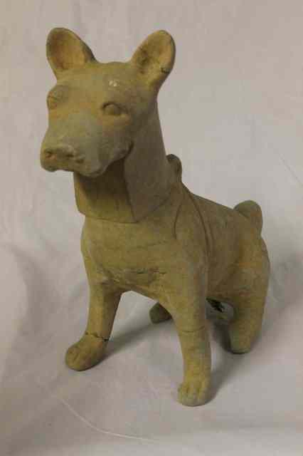 Appraisal: A CHINESE TERRACOTTA MODEL OF A STANDING DOG possibly Tang