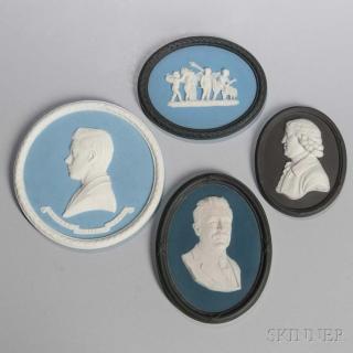 Appraisal: Four Wedgwood Jasper Self-framed Portrait Plaques England th century two