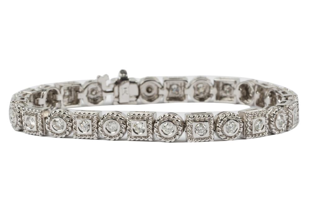 Appraisal: KARAT WHITE GOLD DIAMOND BRACELETcontaining full-cut diamonds H-J VS-SI weighing