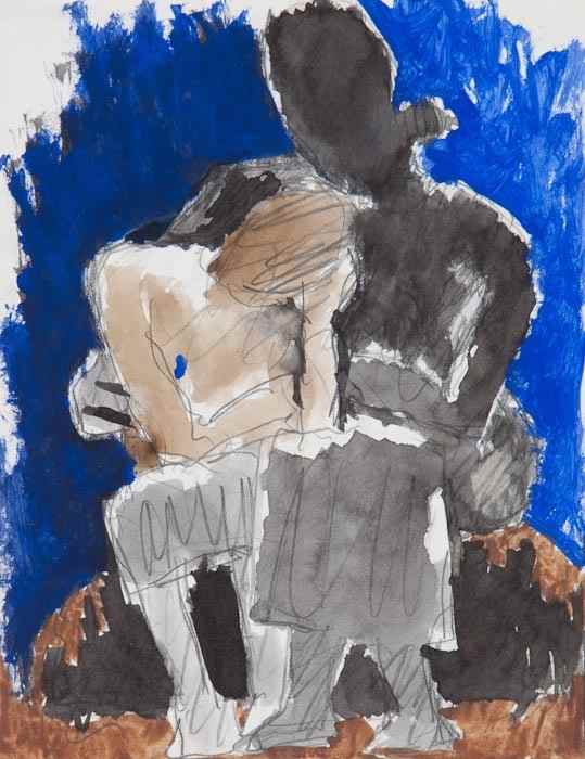 Appraisal: Josef Herman - Mother and child watercolour and ink wash