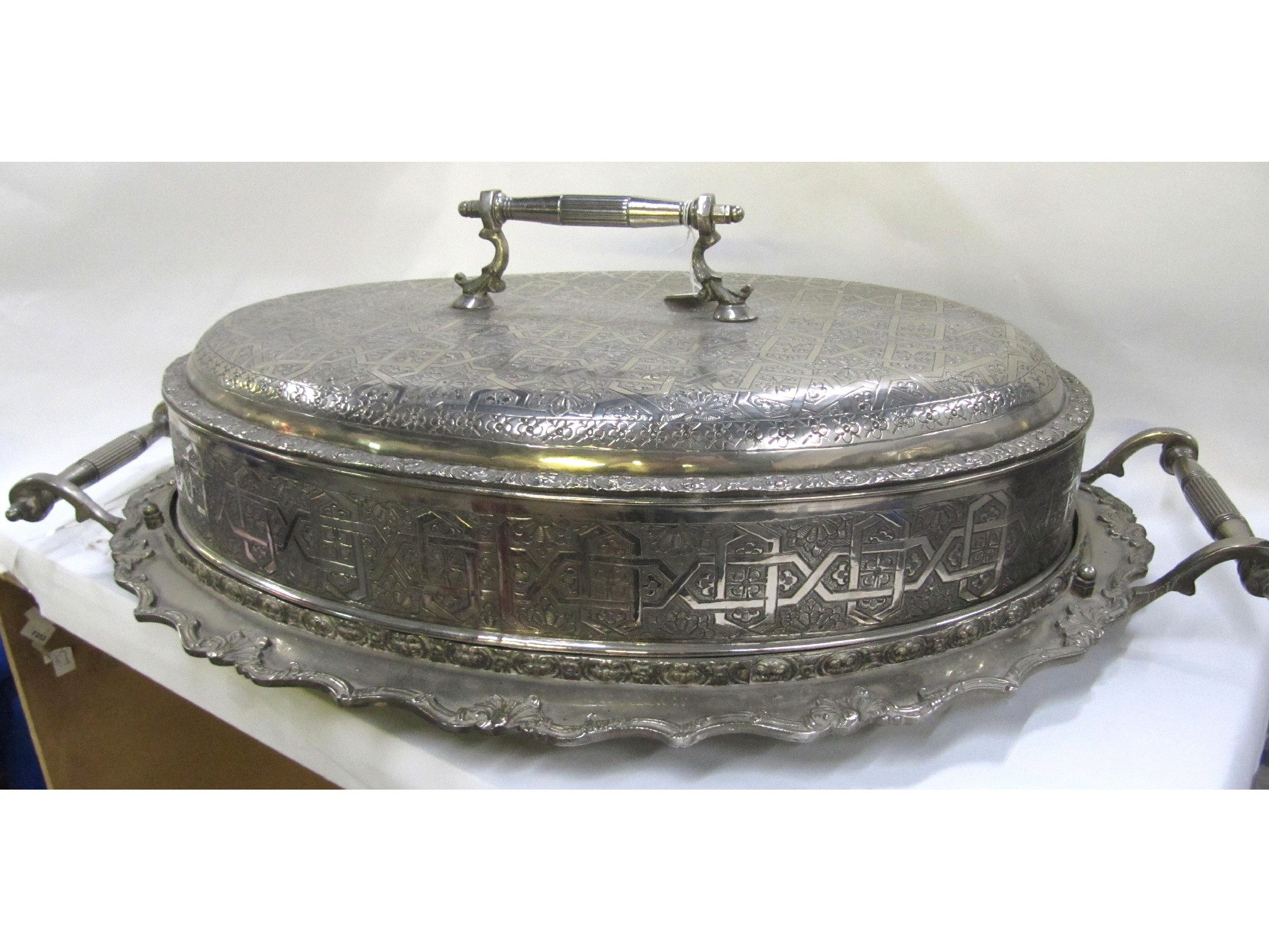 Appraisal: A large silver plated meat dish and cover