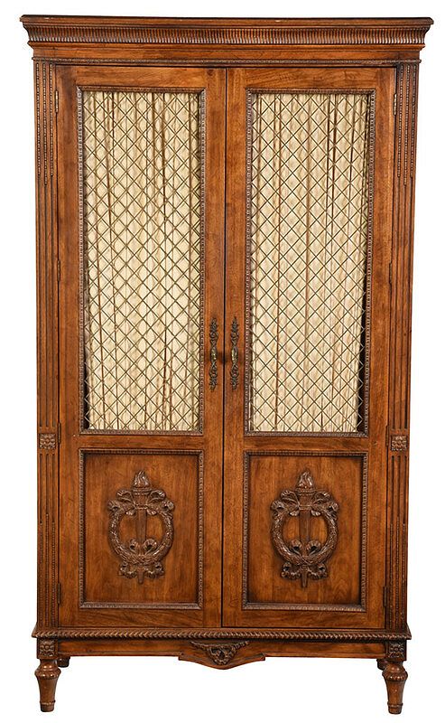 Appraisal: Italian Neoclassical Style Grille Door Cabinet th century carved fruitwood