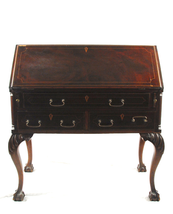 Appraisal: A th C Mahogany Slant-front Desk with multiple secondaries string