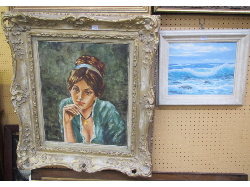 Appraisal: Lot comprising an oil on canvas study of a girl