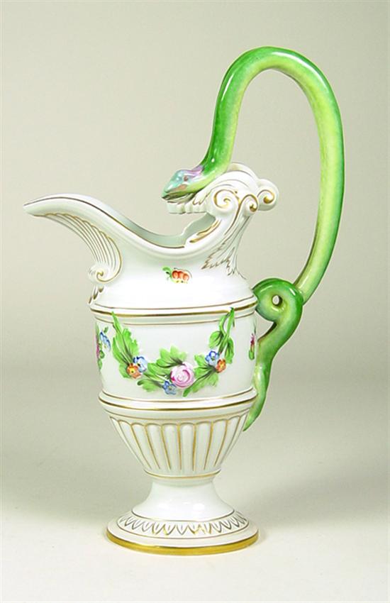 Appraisal: Sevres Pitcher with Twin Snake Handle French Sevres pitcher with