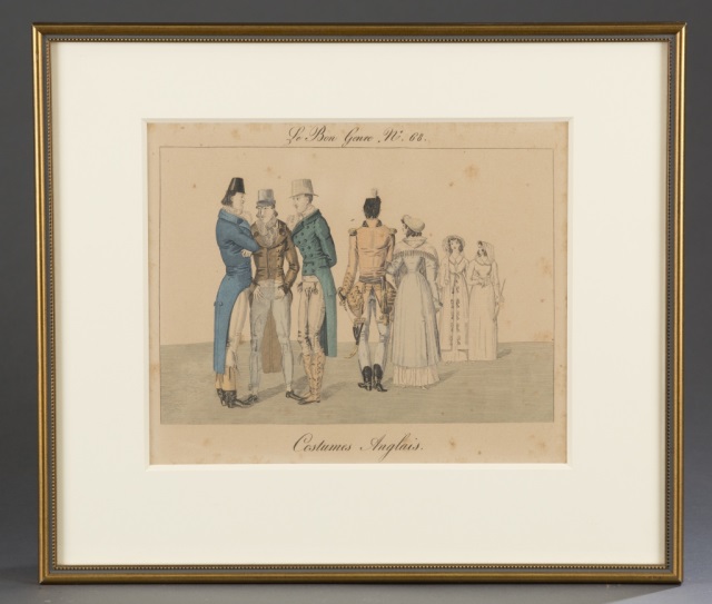 Appraisal: Pair of Fashion Engravings from Le Bon Genre Including Costumes