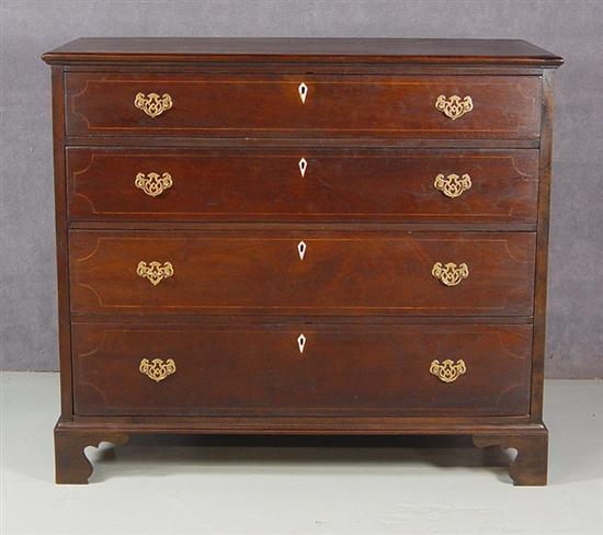 Appraisal: Inlaid Petersburg Virginia Chippendale Chest Circa - Walnut with yellow