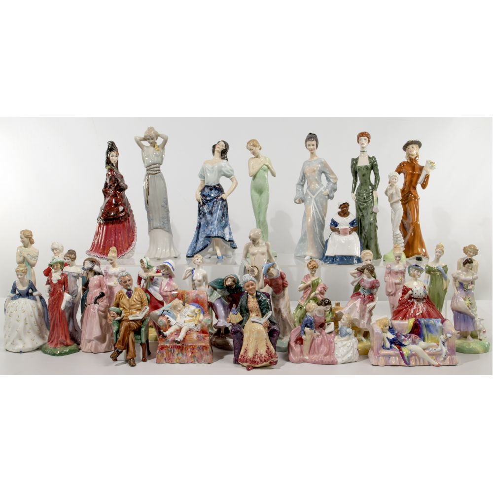 Appraisal: ROYAL DOULTON FIGURINE ASSORTMENT items including Wildfire Genevieve Reflection Bathing