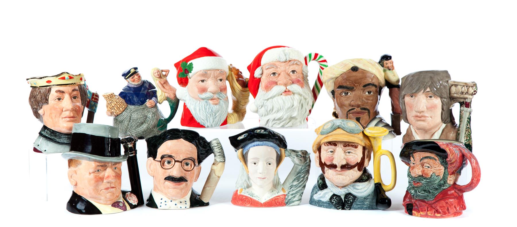 Appraisal: ELEVEN ROYAL DOULTON CHARACTER JUGS INCLUDING SANTA CLAUS England nd