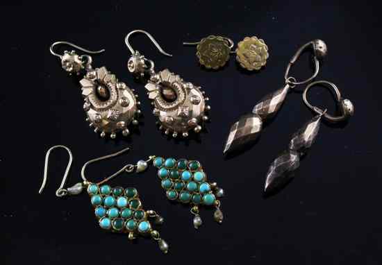 Appraisal: Three pairs of Edwardian gold earrings and a pair of