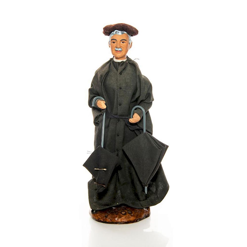 Appraisal: VINTAGE FLORENCE CLAY POTTERY FIGURINE VILLAGE PRIEST Hand decorated with