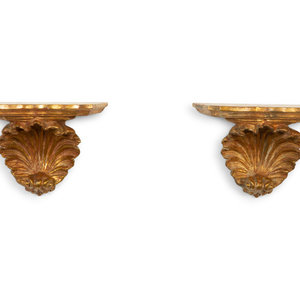 Appraisal: A Set of Four Italian Giltwood Wall Brackets th Century