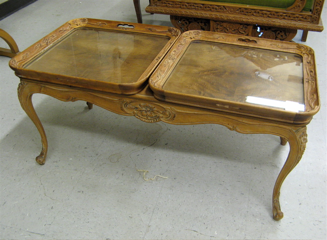 Appraisal: LOUIS XV STYLE DOUBLE TRAY-TOP COFFEE TABLE American mid th