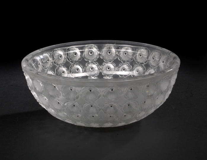 Appraisal: Lalique Enameled Clear and Frosted Glass Bowl in the Nemours