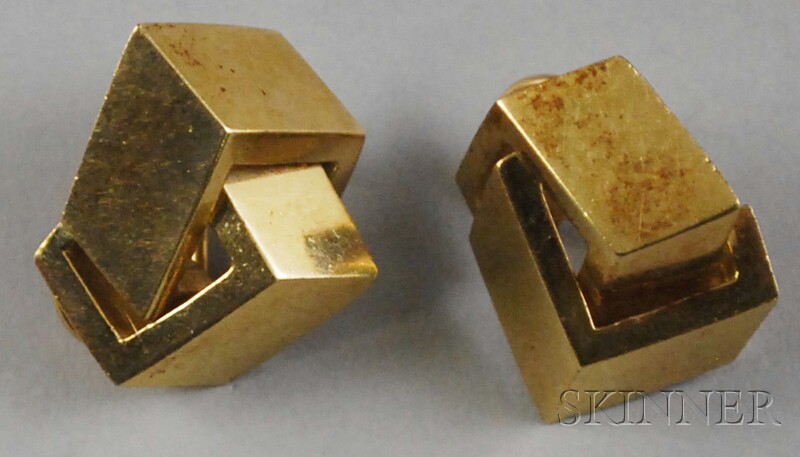 Appraisal: Pair of kt Gold Geometric Earrings total dwt post missing