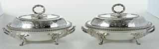 Appraisal: Pair of English Silver Plate Entrees late th century oval