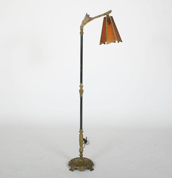 Appraisal: Art Deco bridge arm floor lamp with brass washed cast