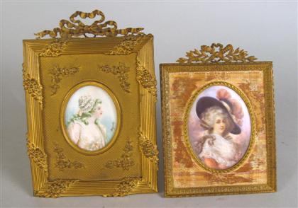 Appraisal: Two miniature portraits in gilt metal frames late th century