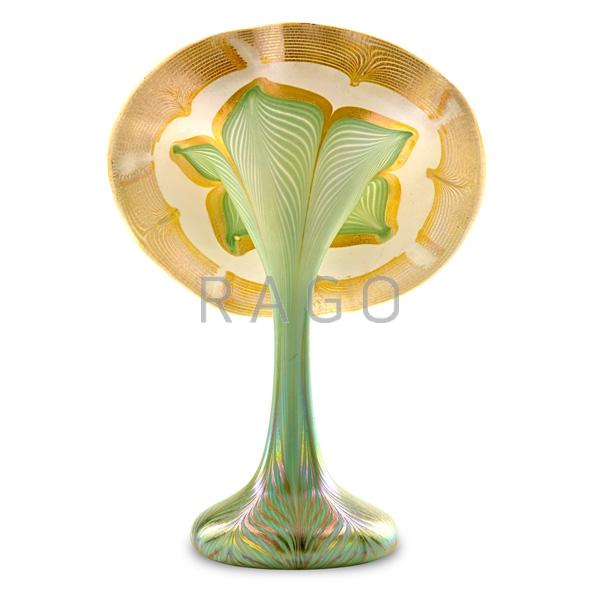 Appraisal: QUEZAL Except Jack-in-the-pulpit vase Condition Report Excellent condition no damage