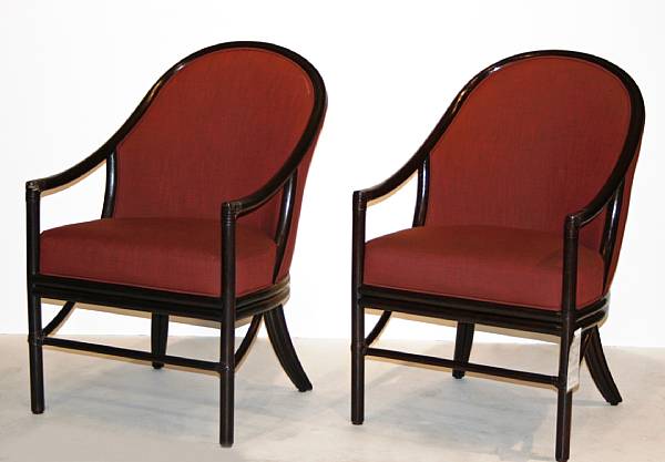 Appraisal: A set of four Orlando Diaz-Azcuy 'Danube' armchairs McGuire Furniture