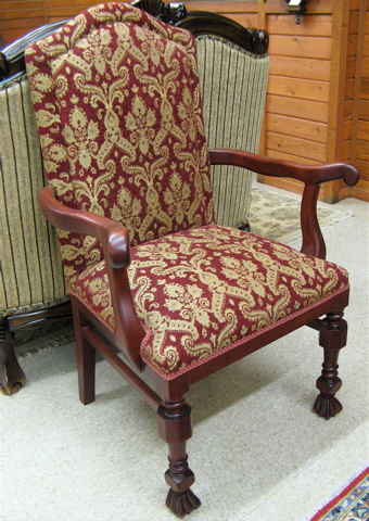 Appraisal: A SET OF TEN UPHOLSTERED MAHOGANY DINING CHAIRS including four