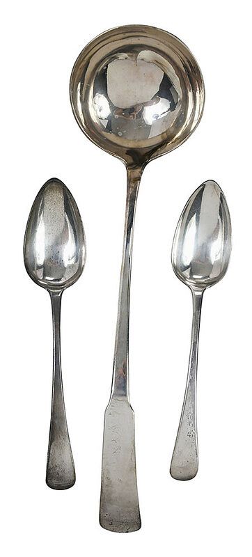 Appraisal: English Silver Ladle and Two Serving Spoons including ladle with