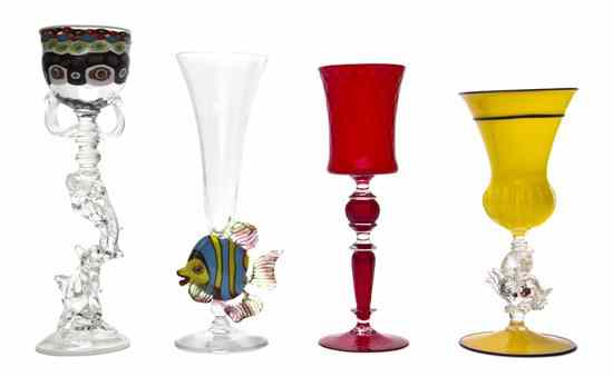 Appraisal: A Collection of Three Venetian Style Glass Goblets each signed