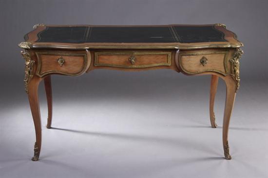 Appraisal: LOUIS XV STYLE KINGWOOD BUREAU PLAT early th century Gilt-metal