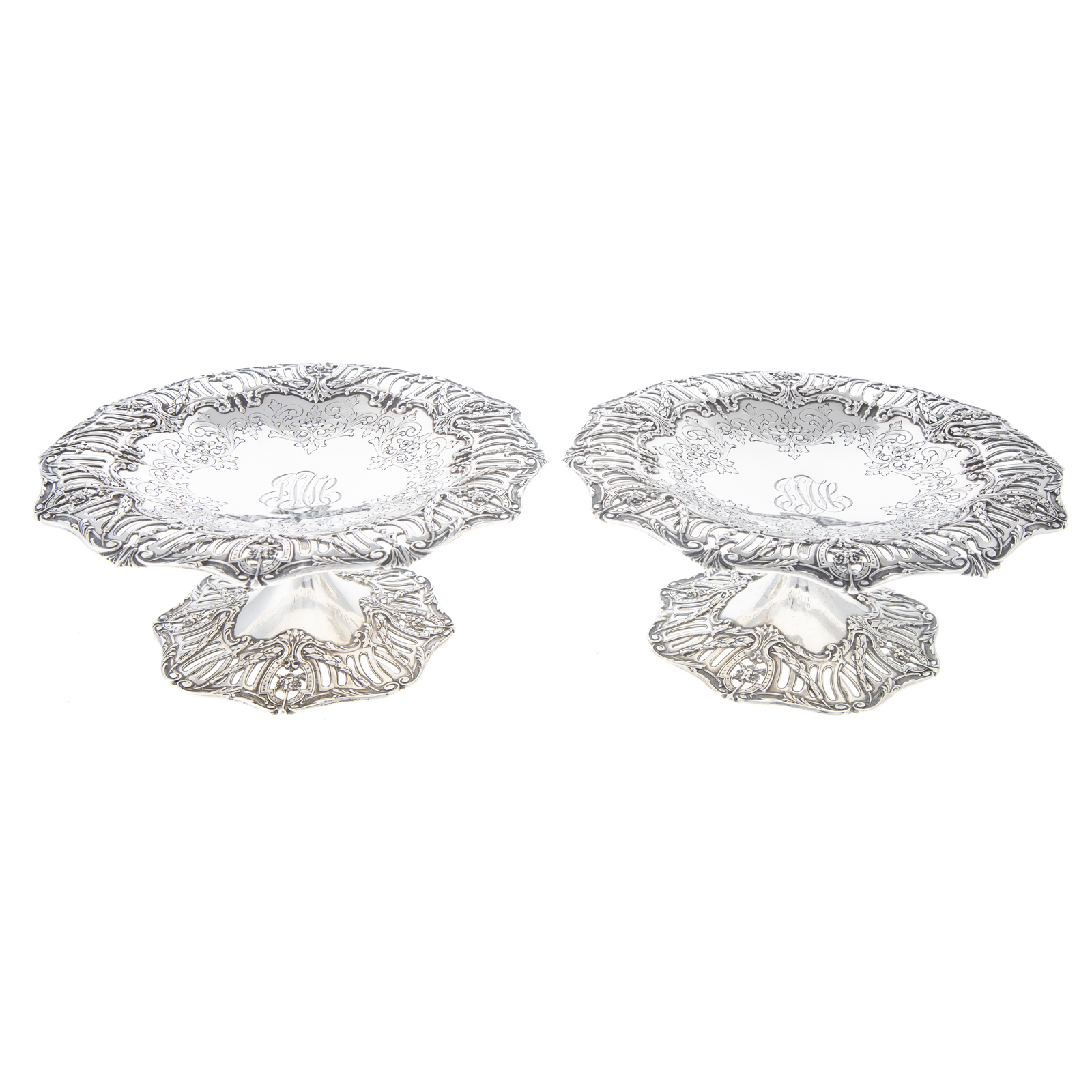 Appraisal: PAIR OF GRAFF WASHBOURNE DUNN STERLING COMPOTES New York NY