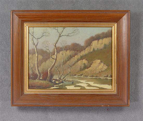 Appraisal: Moore Benson Bond - Oil on illustration board River scene