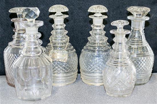 Appraisal: Sale Lot A Group of Six Glass Decanters Height of