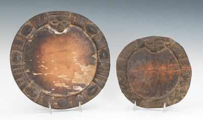 Appraisal: A Pair of Wooden African Divination Trays Carved wood with