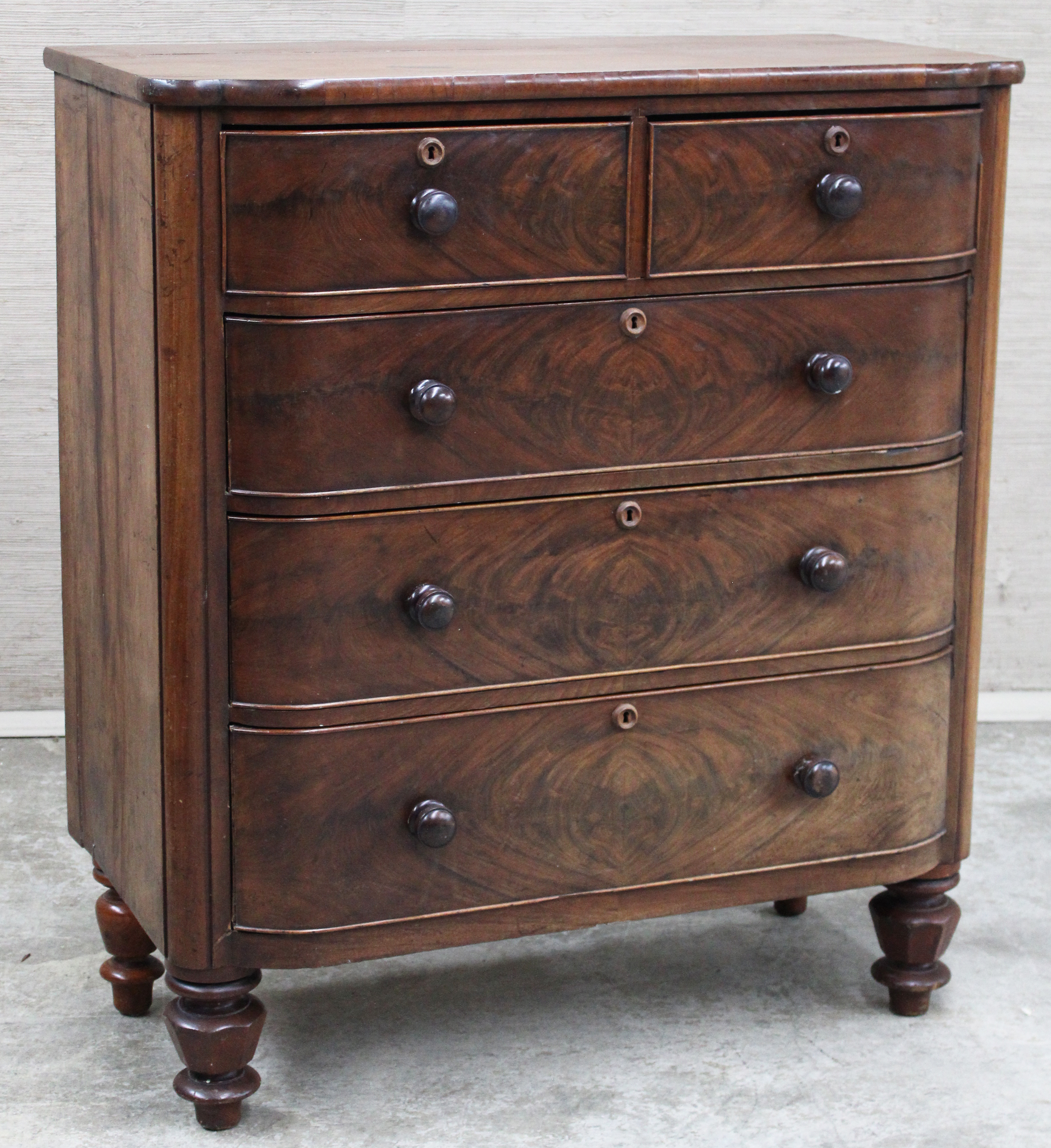 Appraisal: ENGLISH MAHOGANY VICTORIAN CHEST English mahogany Victorian D front shaped