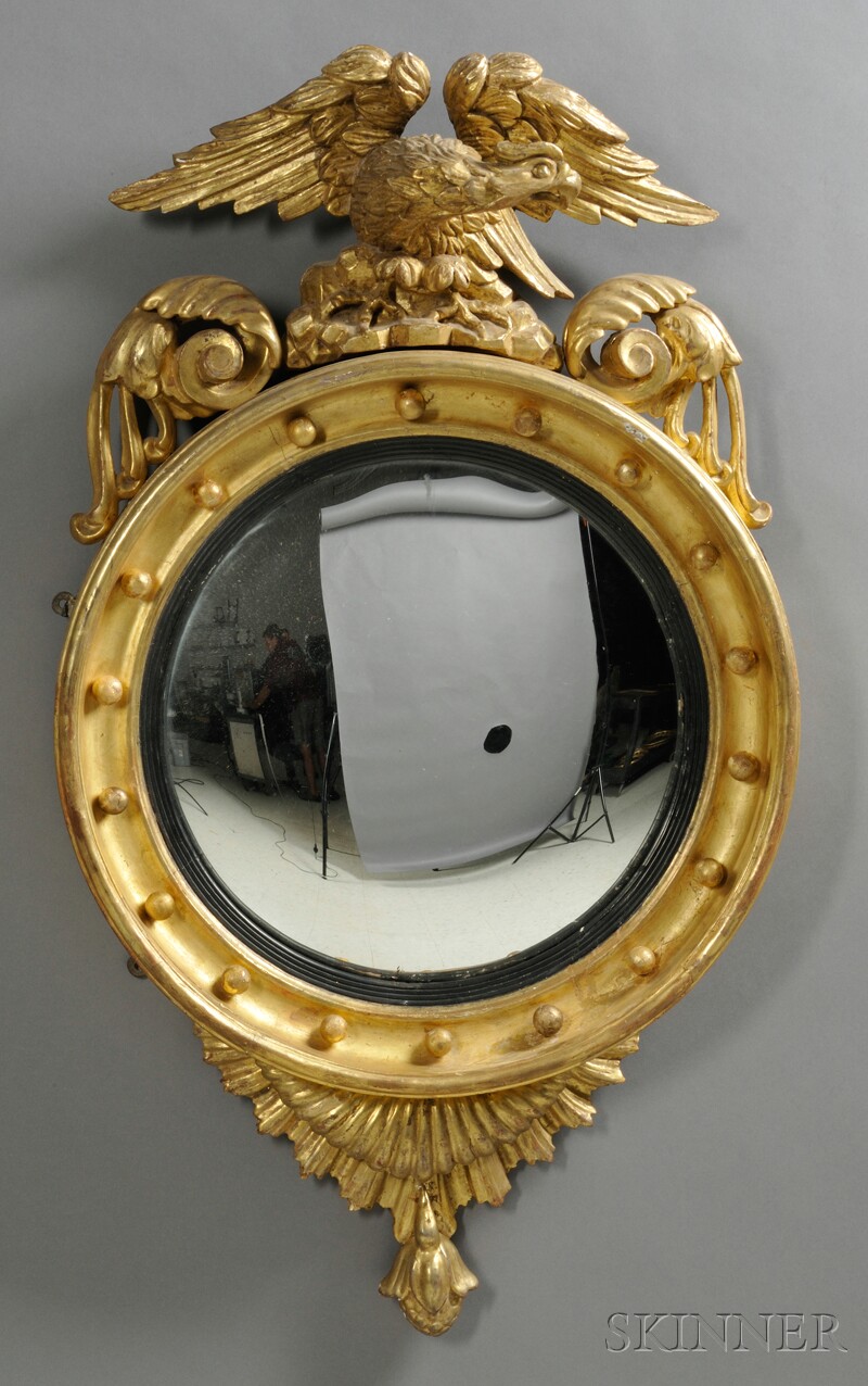 Appraisal: Gilt-gesso Convex Mirror England or America early th century the