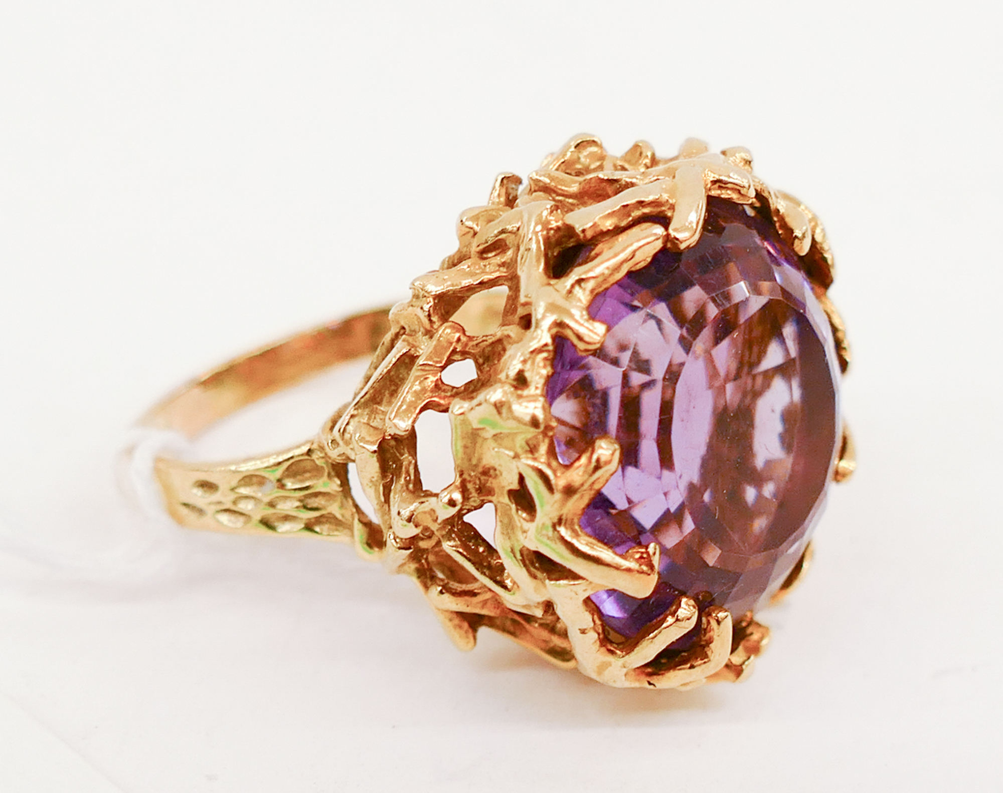 Appraisal: Ladies K Large Amethyst Pierced Setting Ring- Size - g