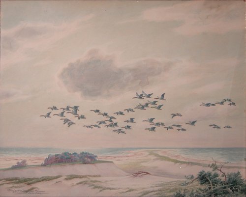 Appraisal: Artist Olszewski Karl Ewald Russian - Title Snow Geese Migration