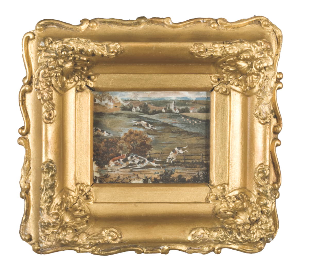 Appraisal: RARE PAIR OF MINIATURE WATERCOLOR ON IVORY FOX HUNTING SCENES