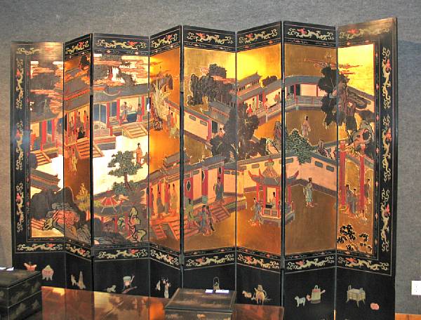 Appraisal: A large gilt and polychrome lacquer eight panel Chinese coromandel