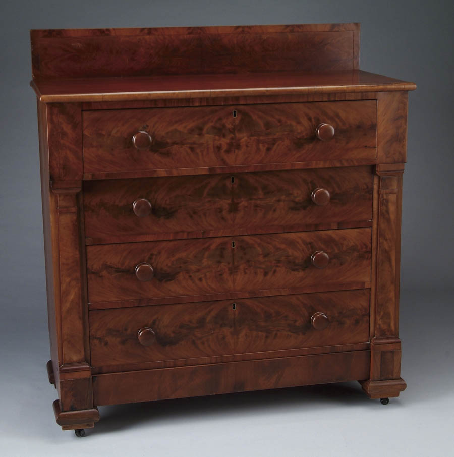 Appraisal: MAHOGANY ANTIQUE CHEST WITH MIRROR Five drawer mahogany chest has