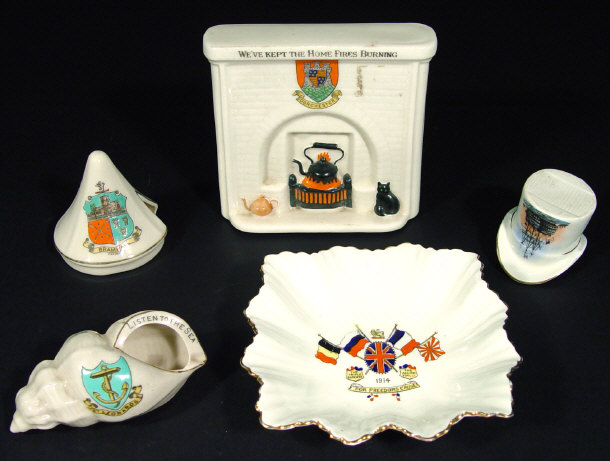 Appraisal: Five crested china items - a Freedoms Cause dish an