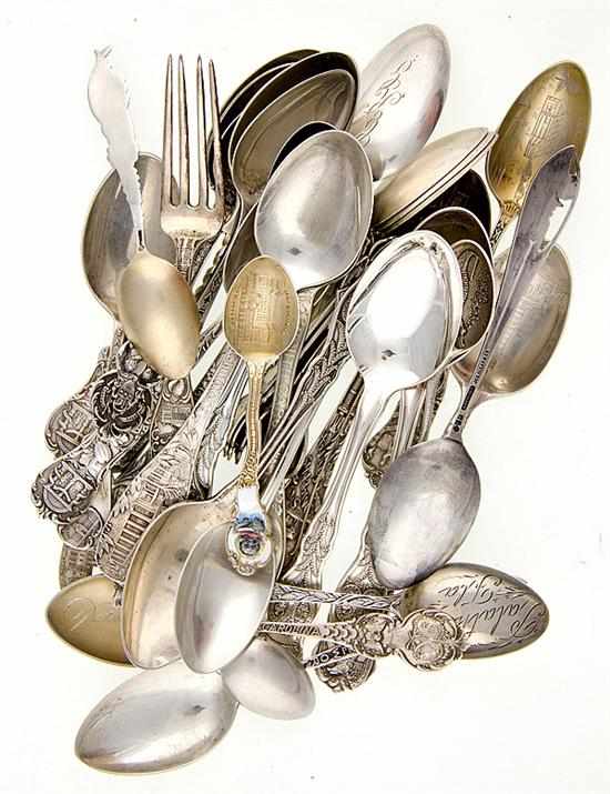 Appraisal: Collection of sterling Southern souvenir spoons and forks late th