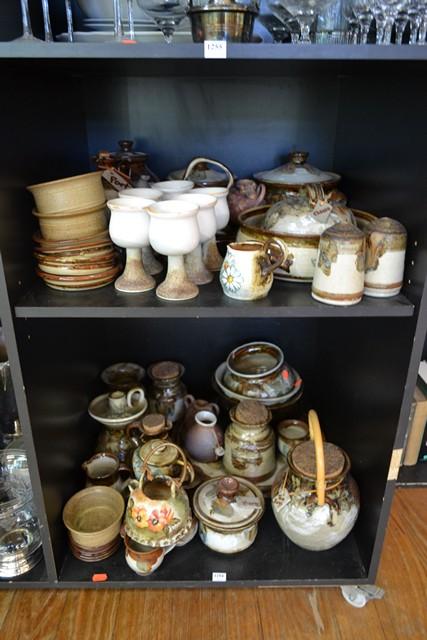 Appraisal: TWO SHELVES OF AUSTRALIAN STUDIO POTTERY ITEMS INCLUDING ELLIS BOWL