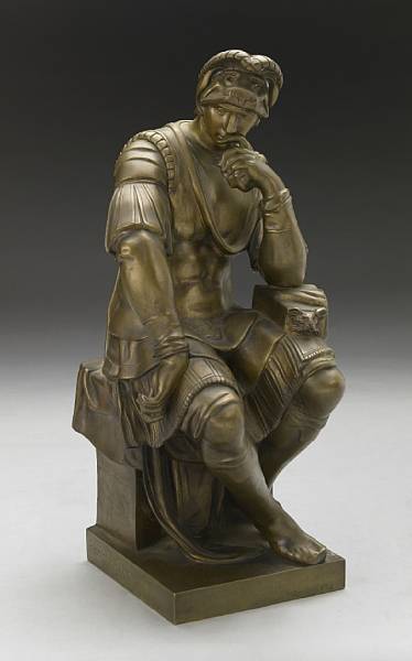 Appraisal: A patinated bronze figure of Lorenzo de Medici after Michelangelo's