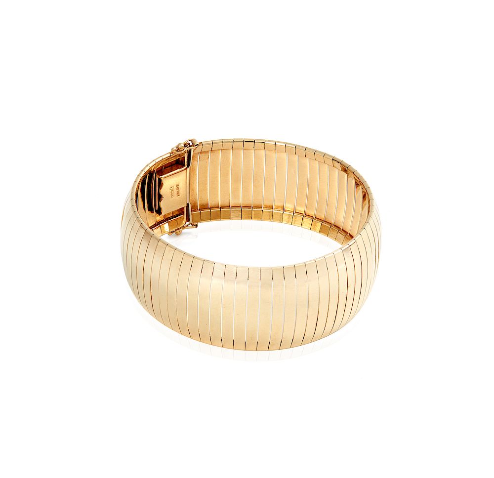 Appraisal: k Yellow Gold Bracelet k domed omega bracelet Dimensions w