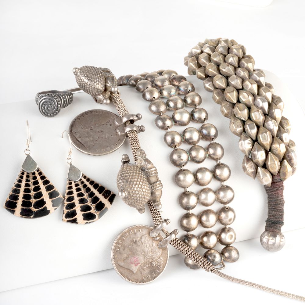 Appraisal: Miscellaneous Group of Silver Jewelry Including a necklace two bracelets