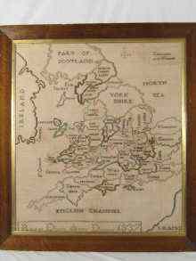 Appraisal: A framed sampler map of England and Wales dated x