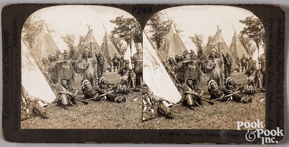 Appraisal: Keystone stereoview card Iroquois Indian Village Keystone stereoview card of