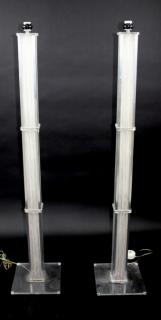 Appraisal: PAIR OF CHROME LUCITE FLOOR LAMPS Pair of chrome lucite