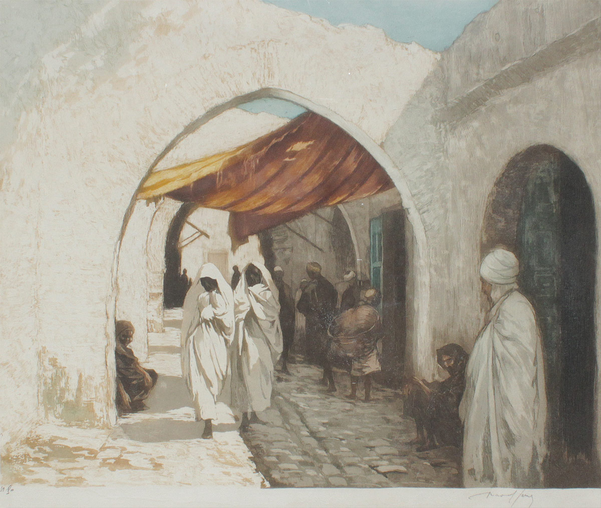 Appraisal: SERRES Raoul French - Middle Eastern Street Scene ''Veil Women